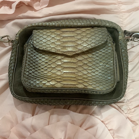 Authentic Claris Virot Charly Python beige/gray Shoulder Bag with 2 straps - Picture 2 of 16